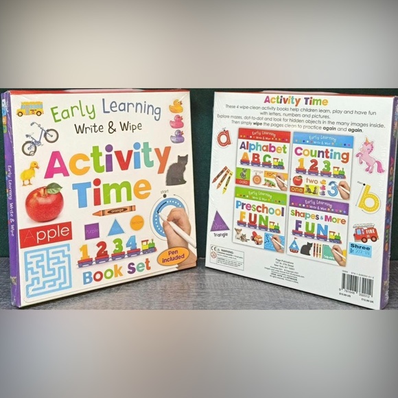 EARLY LEARNING WRITE & WIPE ACTIVITY TIME BOXED SET Lift-Flap & Wipe BY Page - Picture 1 of 4